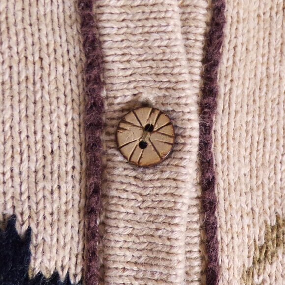 CHRISTOPHER & BANKS size L Jrs. beige (mostly) hand-embroidered cardigan sweater - Picture 13 of 16